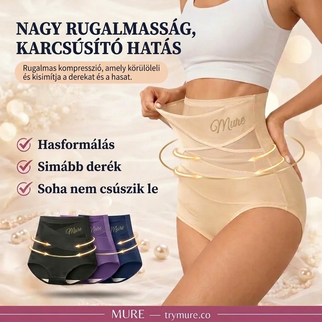 Varrás nélküli, magas derekú alakformáló bugyi laposhas-hatással