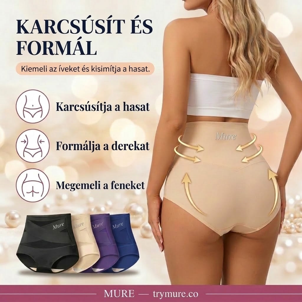 Varrás nélküli, magas derekú alakformáló bugyi laposhas-hatással
